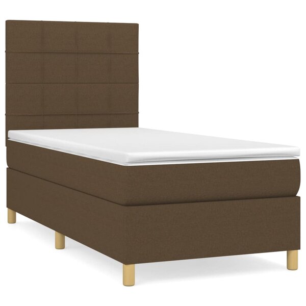 vidaXL Sommier à lattes de lit avec matelas Marron foncé 100x200 cm