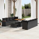vidaXL Ensemble de canapé de jardin 11 Pièces Noir polyrotin