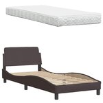 vidaXL Lit avec matelas marron foncé 90x190 cm tissu