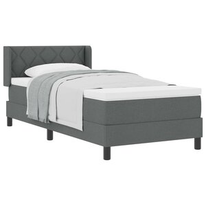 vidaXL Lit à ressorts avec matelas Gris foncé 190 x 90 cm Polyester