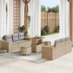 vidaXL Ensemble de canapé de jardin 9 Pièces Beige Poly rotin