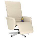 vidaXL Fauteuil inclinable de massage et repose-pieds crème similicuir