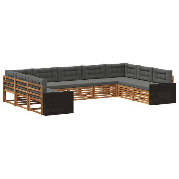 vidaXL Ensemble de canapés d'extérieur 9 Pièces Naturel et Anthracite
