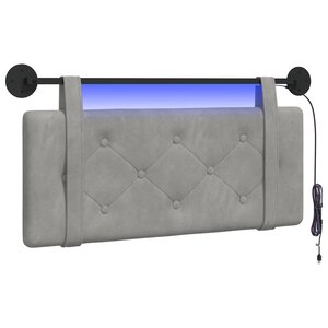 vidaXL Tête de lit suspendue Avec lumière LED Gris clair Velours
