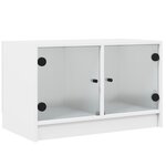 vidaXL Meuble TV avec portes en verre blanc 68x37x42 cm