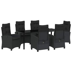 vidaXL Ensemble de salle à manger pour jardin 7 Pièces Noir polyrotin