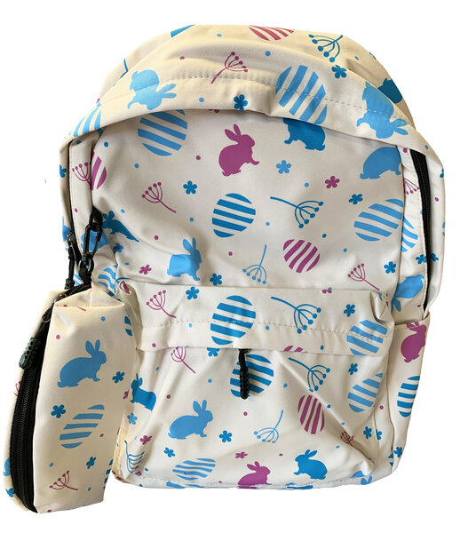 Sac à dos cartable avec trousse assortie scolaire primaire enfants avec motifs œufs de paques : léger  solide et confortable