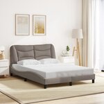 vidaXL Cadre de lit avec LED sans matelas taupe 140x200 cm tissu