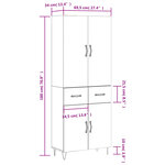 vidaXL Buffet haut Chêne sonoma 69 5x34x180 cm Bois d'ingénierie