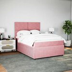 vidaXL Sommier à lattes de lit avec matelas Rose 140x200 cm Velours