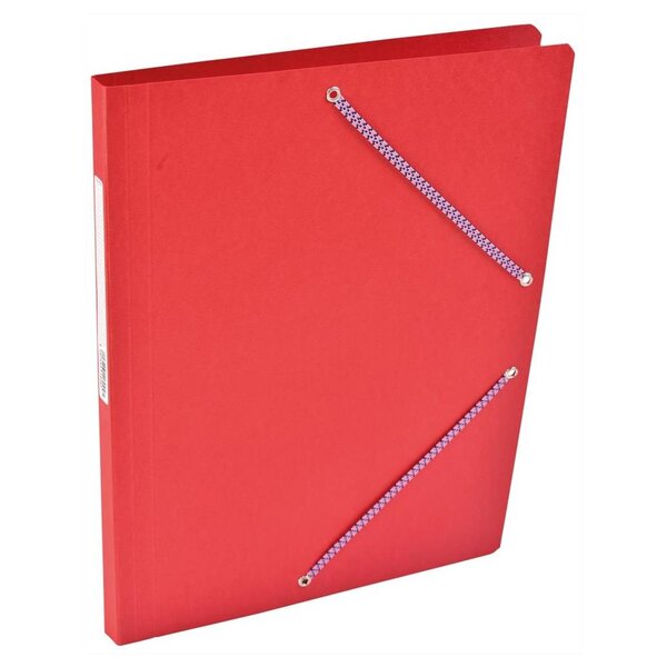 Chemise Carte Lustée simple 24 x 32 cm avec élastiques et étiquette de dos Rouge COUTAL