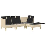 vidaXL Canapé modulaire avec rangement 4 Pièces Crème Tissu