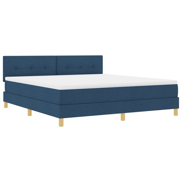 vidaXL Lit à ressort avec matelas bleu 180x200 cm tissu