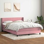 vidaXL Sommier à lattes de lit avec matelas rose 160x210 cm velours