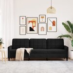 vidaXL Canapé à 3 places Noir 210 cm Velours