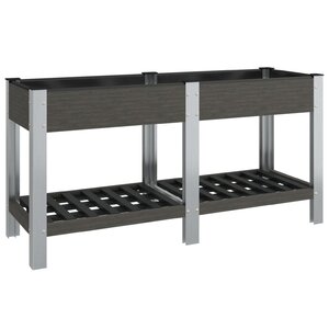 vidaXL Lit surélevé de jardin avec étagère Gris 175x50x75 cm WPC