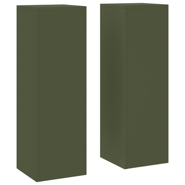 vidaXL Supports de Plantes d'Extérieur Pilier 2 Pièces Vert Olive 24x24x75 cm Acier