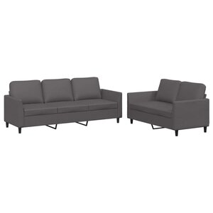 vidaXL Ensemble de canapés 2 Pièces avec coussins Gris Similicuir