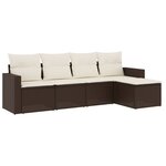 vidaXL Salon de jardin avec coussins 5 Pièces marron résine tressée