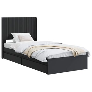 vidaXL Cadre de lit avec rangement et tête de lit Noir 75 x 190 cm
