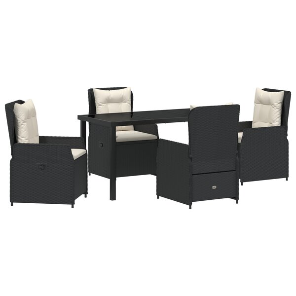 vidaXL Ensemble de salle à manger de jardin 5 pièces noir poly rattan