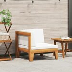 vidaXL Canapé d'angle sectionnel et coussins blanc crème Bois d'acacia