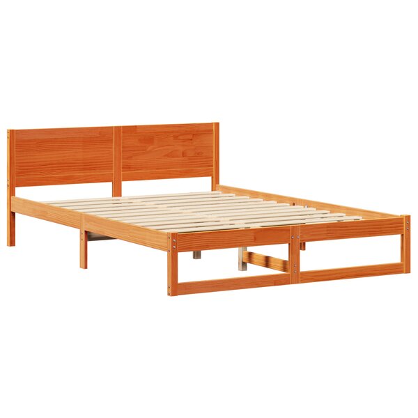 vidaXL Cadre de lit Marron ciré Bois 140 x 200 cm Simple Cadre de lit
