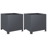 vidaXL Jardinières 2 Pièces anthracite 40x40x40 cm acier