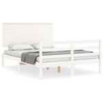 vidaXL Cadre de lit sans matelas blanc 140x200 cm bois massif