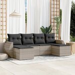 vidaXL Salon de jardin 6 Pièces avec coussins gris clair résine tressée