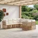 vidaXL Ensemble de canapés d'extérieur 8 Pièces Blanc Naturel et Crème
