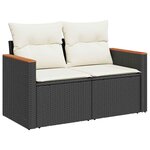 vidaXL Salon de jardin 12 Pièces avec coussins noir résine tressée