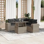 vidaXL Salon de jardin 6 Pièces avec coussins gris clair résine tressée