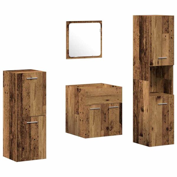 vidaXL Ensemble de mobilier de salle de bain 4 Pièces Bois Ancien