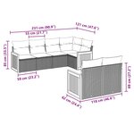 vidaXL Salon de jardin 7 Pièces avec coussins noir résine tressée