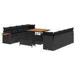 vidaXL Ensemble de canapé de jardin avec coussin Noir Poly rotin