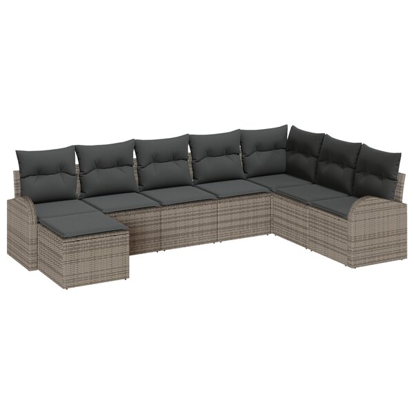vidaXL Ensemble de canapé de jardin 8 pièces avec coussins en gris rotin poly
