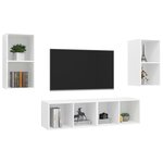vidaXL Meubles TV muraux 4 Pièces Blanc Bois d'ingénierie