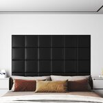 vidaXL Panneaux muraux 12 Pièces Noir 30x30 cm Similicuir 1 08 m²