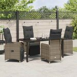 vidaXL Ensemble de salle à manger pour jardin 5 Pièces Gris Poly rotin
