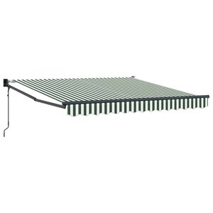 vidaXL Auvent Rétractable Vert et blanc 350 x 250 cm tissu