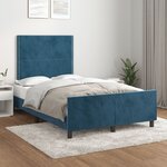 vidaXL Cadre de lit avec tête de lit bleu foncé 120x190 cm velours