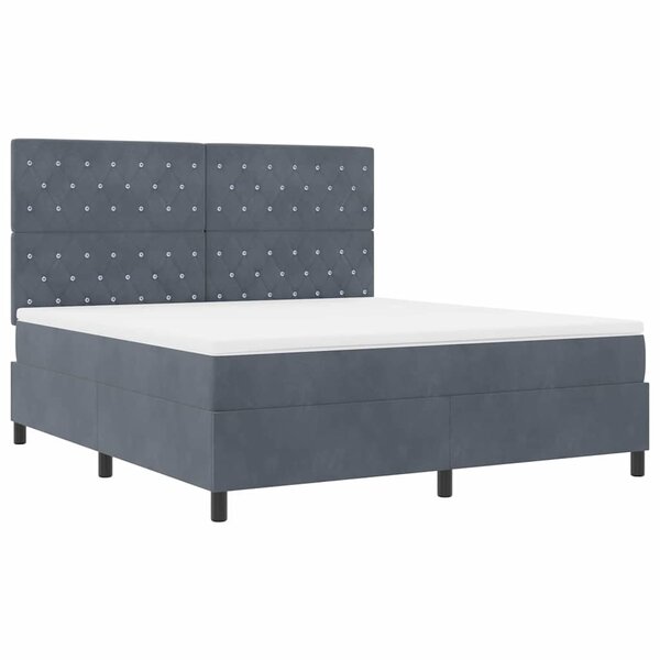 vidaXL Lit à ressorts avec matelas Gris foncé 180 x 200 cm Velours