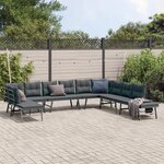 vidaXL Ensemble de bancs de jardin avec coussins 7 Pièces noir