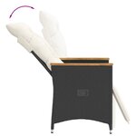 vidaXL Chaise inclinable de jardin avec coussins noir résine tressée