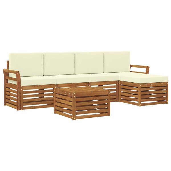 vidaXL Ensemble de canapés d'extérieur 6 pc Naturel et Crème