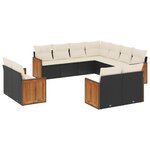 vidaXL Salon de jardin 11 Pièces avec coussins noir résine tressée