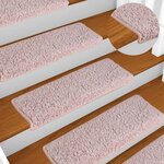 vidaXL Tapis d'escalier 30 pièces 65 x 21 x 4 cm Blanc et rose Bordure rectangulaire