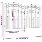 vidaXL Portail et sommet de lance Noir 305x223 cm Acier enduit poudre