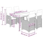 vidaXL Ensemble de bistro de jardin 5 Pièces coussins marron poly rotin